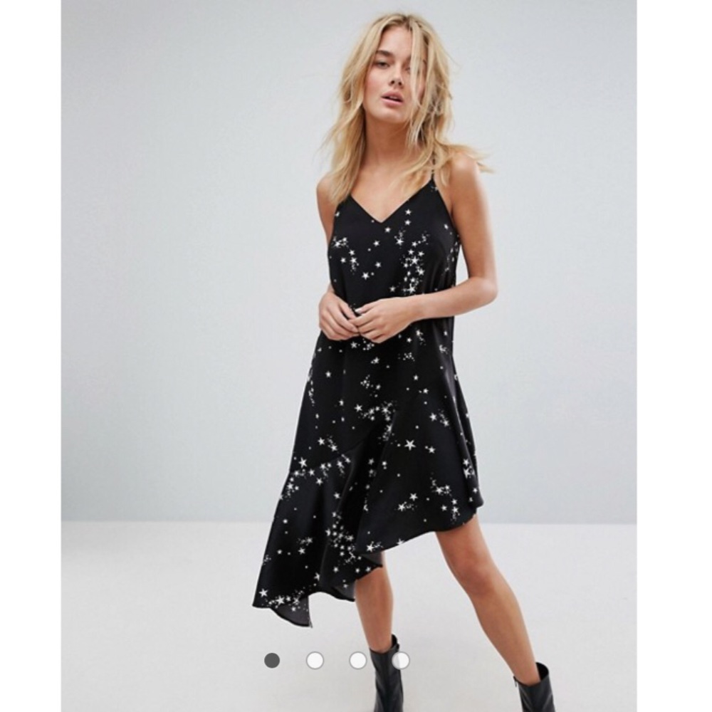 ASOS Weekday Satin Asymmetric Star Dress